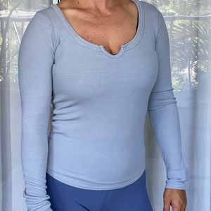 Joah Brown Rib long sleeve shirt size S color chambray light blue